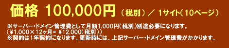 価格 100,000円 （税別） ／ 1サイト（10ページ）